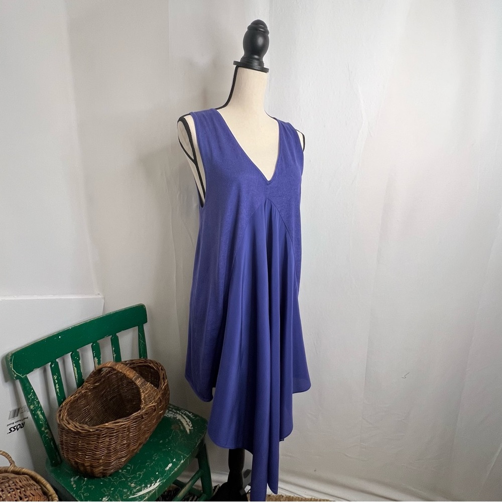 InCashmere Purple A-Symmetric Cashmere and Silk Blend Dress Size X-Large